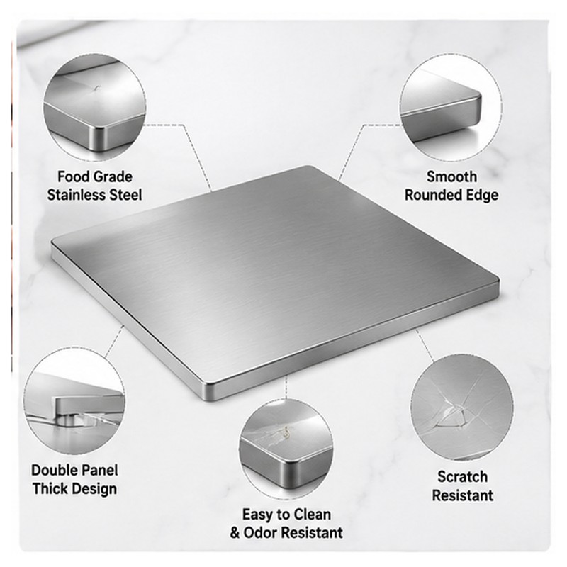 Large Stainless Steel Cutting Board for Kitchen Prep – Double-Sided
