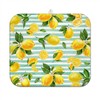 Lemon Dish Drying Mat for Kitchen Counter,Striped Background Yellow Lemon