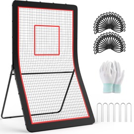 4*7Ft Baseball Rebounder, Adjustable Lacrosse rebounder with 5 Angles, Stable and Durable Volleyball Rebounder Suitable for Basketball Lacrosse Soccer Training. Rebounder Net Suitable for Any Weather