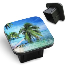 Tnomchey Beach Trailer Hitch Cover Palm Trees On Tropical Island Cloud Blue Sea Tow Hitch Covers Tube Plug Insert Car Exterior Accessories Receiver Tube Hitch Plug