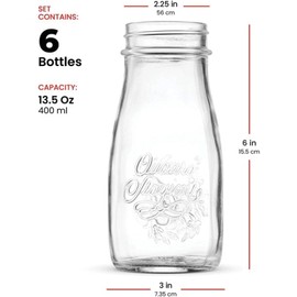 Bormioli Rocco Quattro Stagioni, Set Of 6, Glass Canning Mason Jars And Drinking Bottles, 13.5 Oz. With Gold Metal Airtight Lids, Made In Italy.