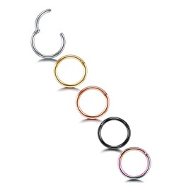 Xpircn Nose Rings 18G 10 mm Septum Clicker Hoops Stainless Steel Hinged Ring Nose Lip Helix Tragus Cartilage Rings Daith Earring Clicker Hoop