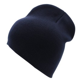 Top Level 8.5" Plain Beanie Skull Cap | Winter Unisex Knit Hat Toboggan for Men & Women | Timeless Clothing Accessories, Navy