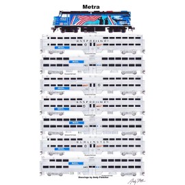 Metra Veterans Locomotive Commuter Train 11"x17" Poster by Andy Fletcher signed