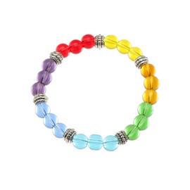 liveliwithmin Colorful Resin Beads Bracelet Fashion Women Yoga Bracelet Stackable Rainbow Color Elastic Stretch Wrap Bracelet for Women Men