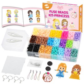 4000 Ironing Beads Set, 5 mm Beads for Children, Girls, Boys, DIY Beads with Plate Accessories Pattern, Princess Theme