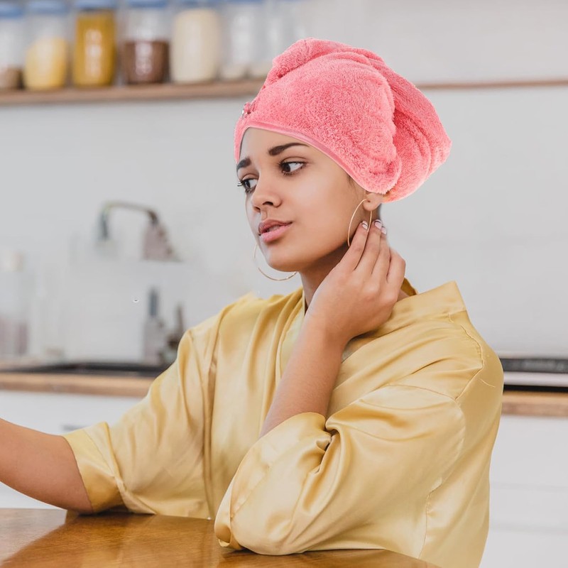 Toalla de Microfibra Cabello Rojo, Súper Absorbente Secado Rápido, Gorro