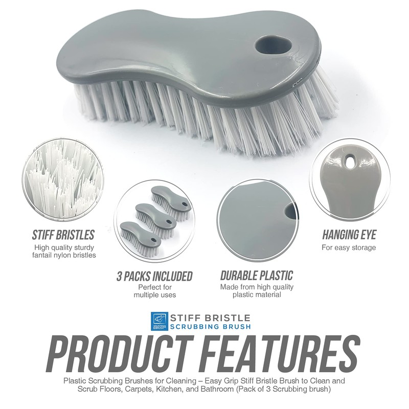 Pack of 3 Scrubbing Brush – Plastic Scrubbing Brushes for