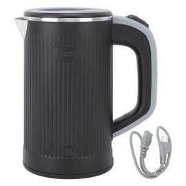 Electric Tea Kettle Auto Shut Off Boil Dry Protection Stainless Steel Water Boiler Kettle for Travel 800ml Black US Plug 110V 60HZ