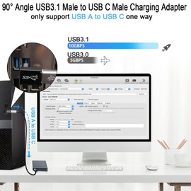 QIANRENON 90° Angle USB3.1 Male to USB C Male Charging Adapter 10Gbps USB3.1 to USB C Data Connector Right Angle Plug QC60W/PD15W (only A to C), for Wall Charger Phone Laptop,4Pcs (Positive Bend/Up)