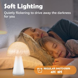 JINYANIA Mushroom Night Light for Kids, 12 Color LED Lamp Battery Operated, Portable Cordless Small Night Lights with Remote and 4H/8H Timer for Bedroom, Bathroom, Hallway (2 Pcs)