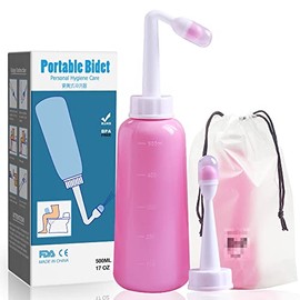 Postpartum Care Bottle, Inverted Nursing Bottle Spray Bottle ,Travel Bidet, Woman and Mother and Baby wash 2 in 1 Handheld Personal Bidet Bottle 500Ml,Resistant to 100ºC,Bonus Bag (Pink)