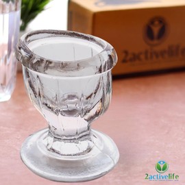 2activelife - Glass Eye Wash Cups Transparent 1pcs | Eye Cleaner Solution for Tired Eyes, Eyestrain, Makeup, and Dust | Eye-shaped rim for eye rinse and cleansing. – (0.33oz)