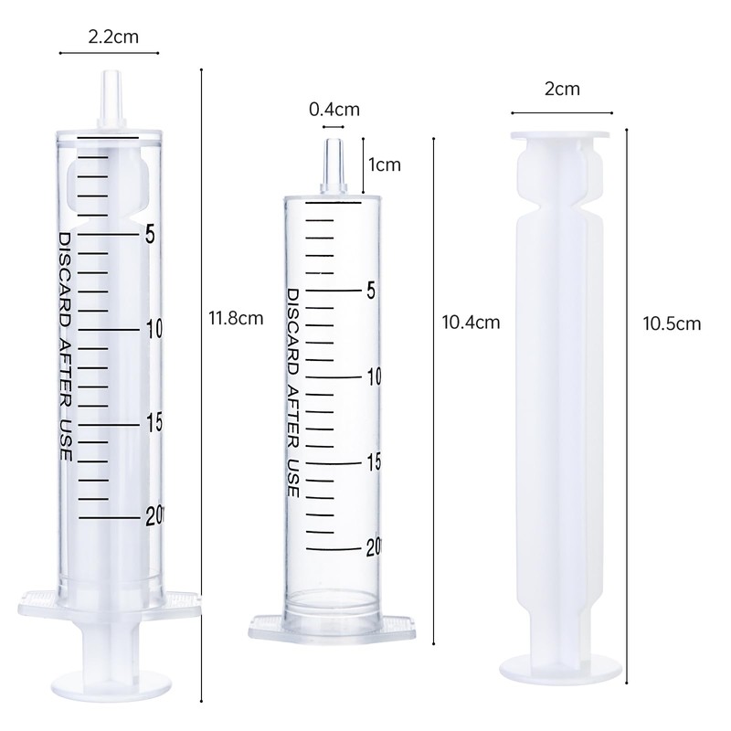 Gufastoe 30pcs 20ml Plastic Syringes with Caps Without Rubber Stopper