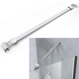 Stainless Steel Shower Rod, Wall-to-Glass Brace for 1/4" & 3/8" Frameless Glass Panels, 18 Inch Long, Chrome