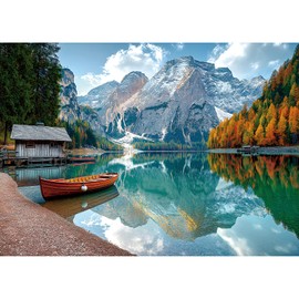 Braies Lake Jigsaw Puzzles 1000 Pieces Nature Landscape Puzzles for Adults 1000 Pieces with Letters on Back Hard Impossible Difficult Challenging Family Puzzle Mountain Lake Scenery Puzzles