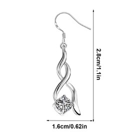 LEEQBCR - 1 Pair Double Twist Earrings 925 Stainless Steel Diamond Anti-Allergy Fine Jewelry Gifts for Women Girls