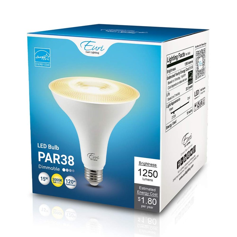 Euri Lighting EP38-15W6000e Dimmable LED PAR38, 15W (120W Equal) 1250lm,