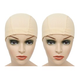 YANTAISIYU 2 Pcs/Lot Mesh Wig Caps with Wide Elastic Band Dome Cap for Wigs Making (Blonde Mesh Cap S)