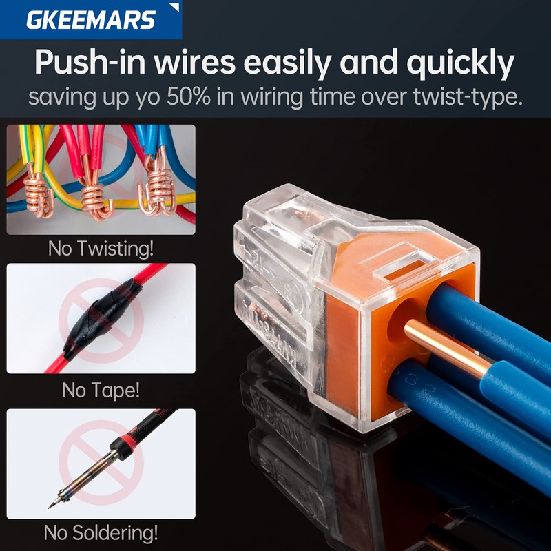 GKEEMARS 50 Pcs Push in Connectors Terminal Block 4 Conductor