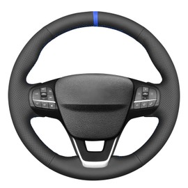 MEWANT Hand Stitch Black Steering Wheel Cover Wrap for Ford Bronco Sport 2021-2024 / Escape 2020-2024 / E-Transit 2022-2023 / Maverick 2022-2024 / Transit 2020-2024