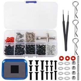 HIRCQOO - Herramienta especial de reparación de tornillos RC con bandeja de tornillos magnéticos, pinzas y llave cruzada compatible con Traxxas Axial Redcat HSP HPI Arrma Losi Scale RC Cars Truck 240 piezas