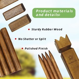 SunNordic Kubb Yard Game Set, Garden Rubber Wood Outdoor Tossing Game with Canvas Carry Bag, Giant Viking Outdoor Chess Game for Kids, Adults & Backyard Lawn