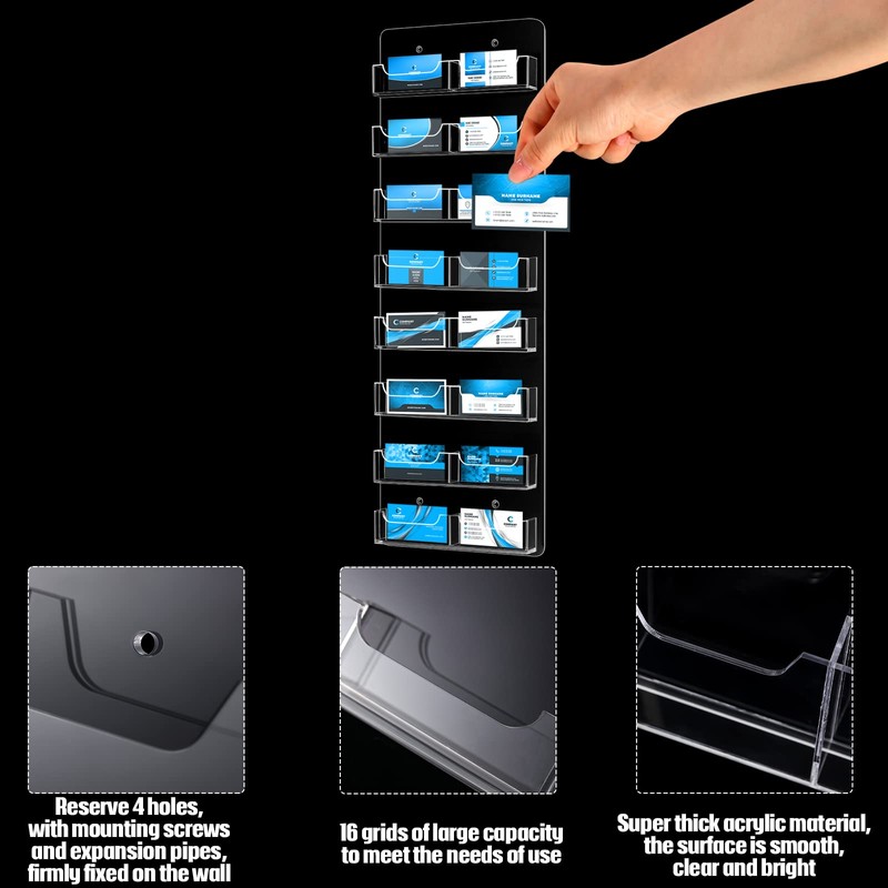Lincia Acrylic Business Card Holder Wall Mount Clear Sticker Display