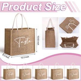 Sweetude 5 Senses Gift Bags for Him Her Burlap Five Senses Tote Bags with Handles Sight Smell Touch Taste Sound Gifts Decorations for Men Women Birthday Party Wedding Anniversary Christmas