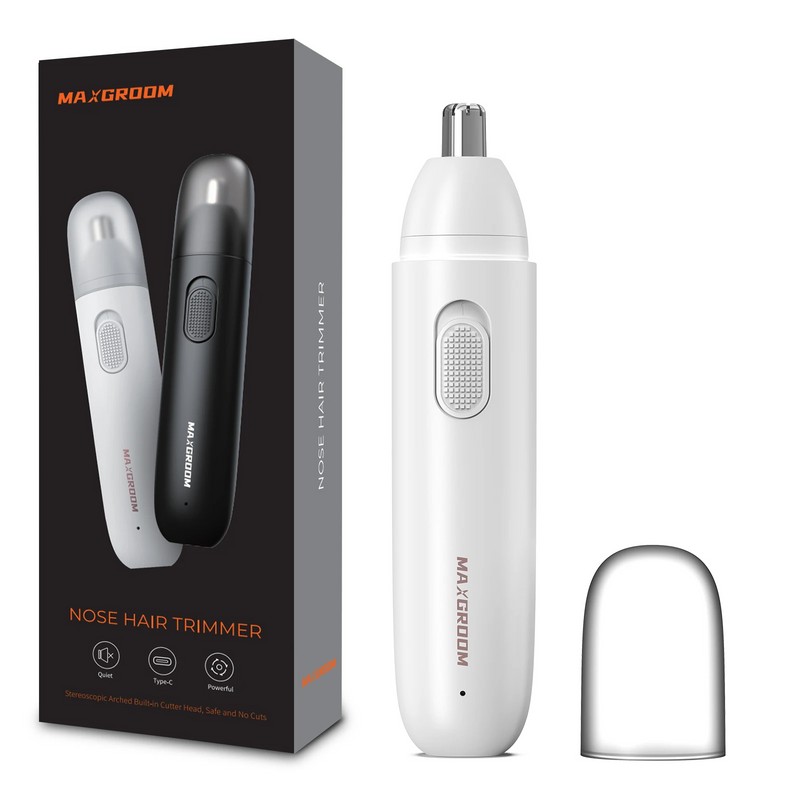 Rechargeable Nose Hair Trimmer for Men – 360° Dual-Blade Electric