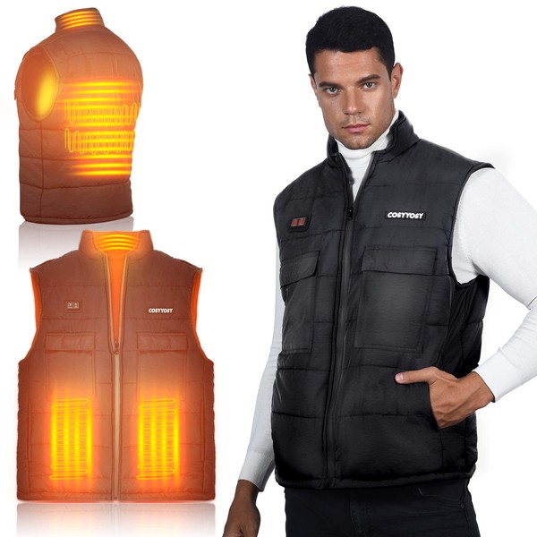 Heated Vest for Men/Women, 6 Pockets, 4 Heating Panels, 3 Mode, Electric Outdoors Coat