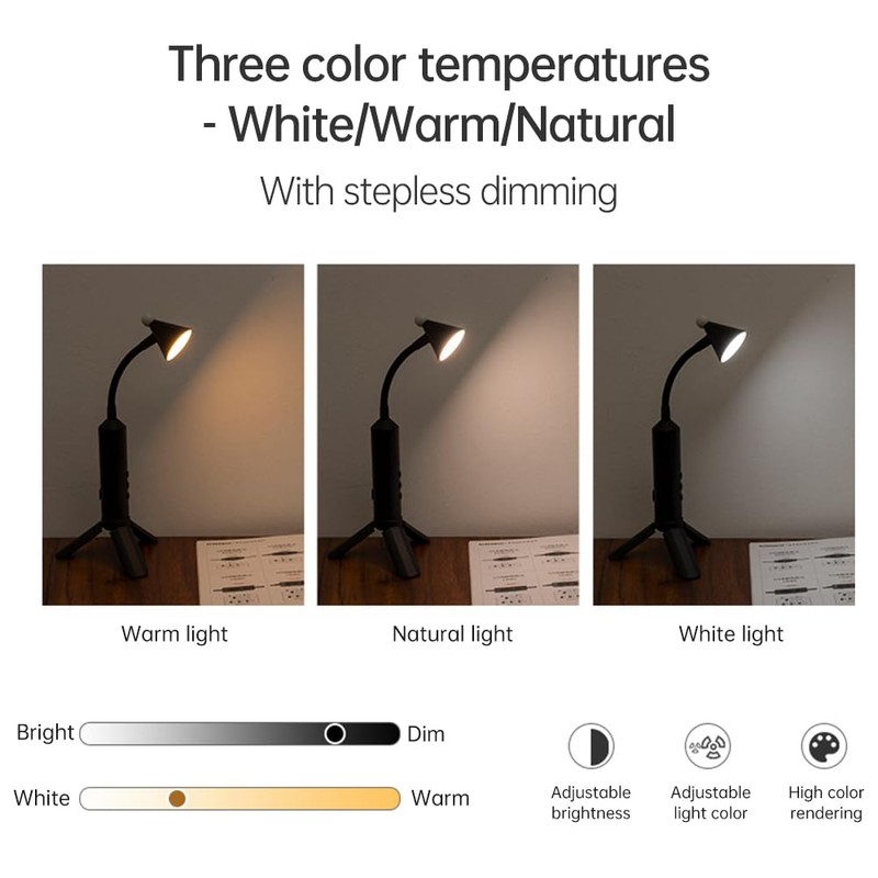 Eacam Desk LED Lamp Dimmable Eye-Caring 3 Color Modes 10