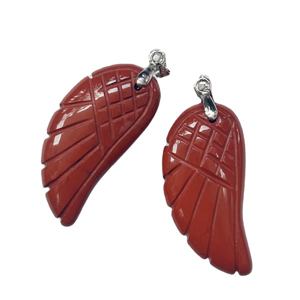 Bacatgem 2 Pcs Natural Red Jasper Winged Figurines Crystals and