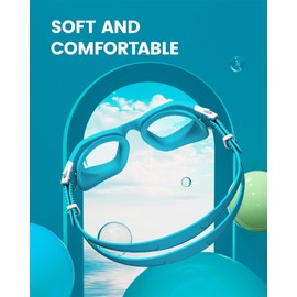 YAKAON Swimming Goggles Children, A1MINI Polarised Comfortable Children's Swimming Goggles Anti Fog UV Protection Swimming Goggles for Girls and Boys (A6-Non-Polarized-Blue-Clear)