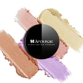Arousar Highlighter Powder, Shimmer Illuminators for a Glowing Look, Pigment Rich and Silky Texture, Long Lasting Brilliant Facial Cosmetics 3# AMETHYST 03