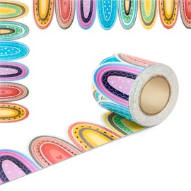 20m Classroom Bulletin Board Borders, Colorful Die Cut Border Trim Scalloped Classroom Borders Decor for School Classroom Chalkboard Office Home Decorations (Scalloped Boho Style)