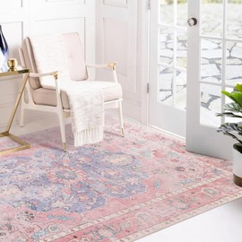 Sofrug Floral Area Rug (Ocean/Pink, 3' x 5')