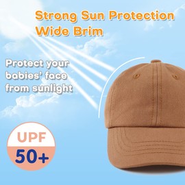 PEECABE Baby Boys Girls Plain Baseball Caps Cotton Toddler Hat Kids Classic Cap Children Sun Hats Spring Summer 1-5Y (54CM(6-8Y), Brown)