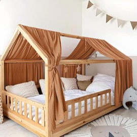Rodelna House Bed Canopy, House Bed Decoration Set, 100% Organic Muslin Cotton, Fabric Canopy for House Bed Decoration, Girls & Boys, Bed Curtain, Children's Bed Canopy for House Bed, Children