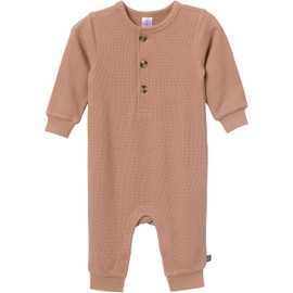 Modern Moments by Gerber Baby Boys' Long Sleeve Long Leg Slouch Romper, Taupe, 3-6 Months