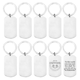 Becanno 10 Pieces Silver Stainless Steel Key Rings with Rectangular Punching Blanks