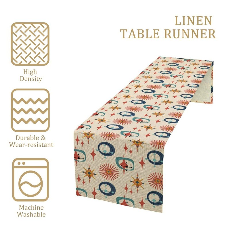 Mid Century Modern Table Runner Abstract Style Colorful Geometric Atomic