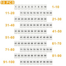 Terminal Marker Strip,10 Pcs Terminal Blocks Labels Tags Markers Bar for UK2.5B/UK5N /UDK4/ UKK5 DIN Rail Terminal Blocks(1-100)