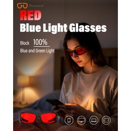 Bloomoak 99,9% Blau-Grün-Lichtblockierende Linse mit doppelter AR-Beschichtung, rote Gläser für Computerspiele, reduziert Augenbelastung, verbessert den Schlaf
