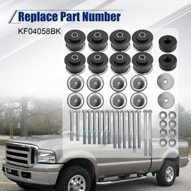 Black Body Cab Mount Bushings Kit with Steel Sleeves & Hardware Replacement for Ford F-250 F-350 Super Duty 2WD 4WD 1999-2007 KF04058BK