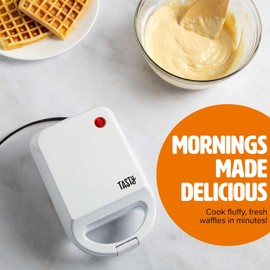 Tasty Mini Nonstick Waffle Maker, Perfect for Individual Waffles, Hash Browns, Brownies and more, Quick Results, Easy Clean Up, 600W, White