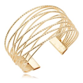 Cuff Bracelet Bangle Bracelet for Women Girls Multi-layer Cross Wire Bracelet Rose Gold Open Bangle Bracelet Jewelry Gifts (A: gold cuff bracelet)
