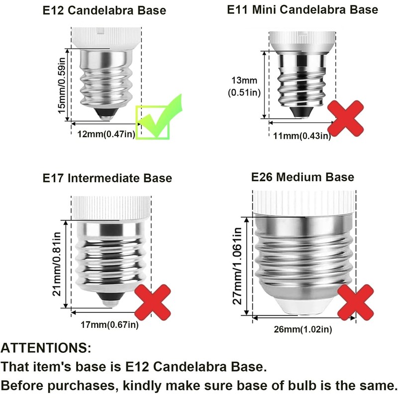 E12 LED Bulb Dimmable 7W C7 Bulb Equivalent to E12