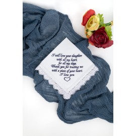 Mother of the Bride Handkerchief from Groom Embroidered Wedding gifts for Mom from New Son Wedding Keepsake for Bride's Mom Sentimental Wedding Gifts for Parents (Mother of the Bride)