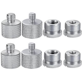 IXTECH Mic Stand Adapter Set 8 pieces Metal Microphone Stand Screw Thread Adapter 5/8 Female to 3/8 Male 3/8 Female to 5/8 Male 5/8 Female to 1/4 Male 1/4 Female to 5/8 Male Tripod Adapter ADP03 Slvr